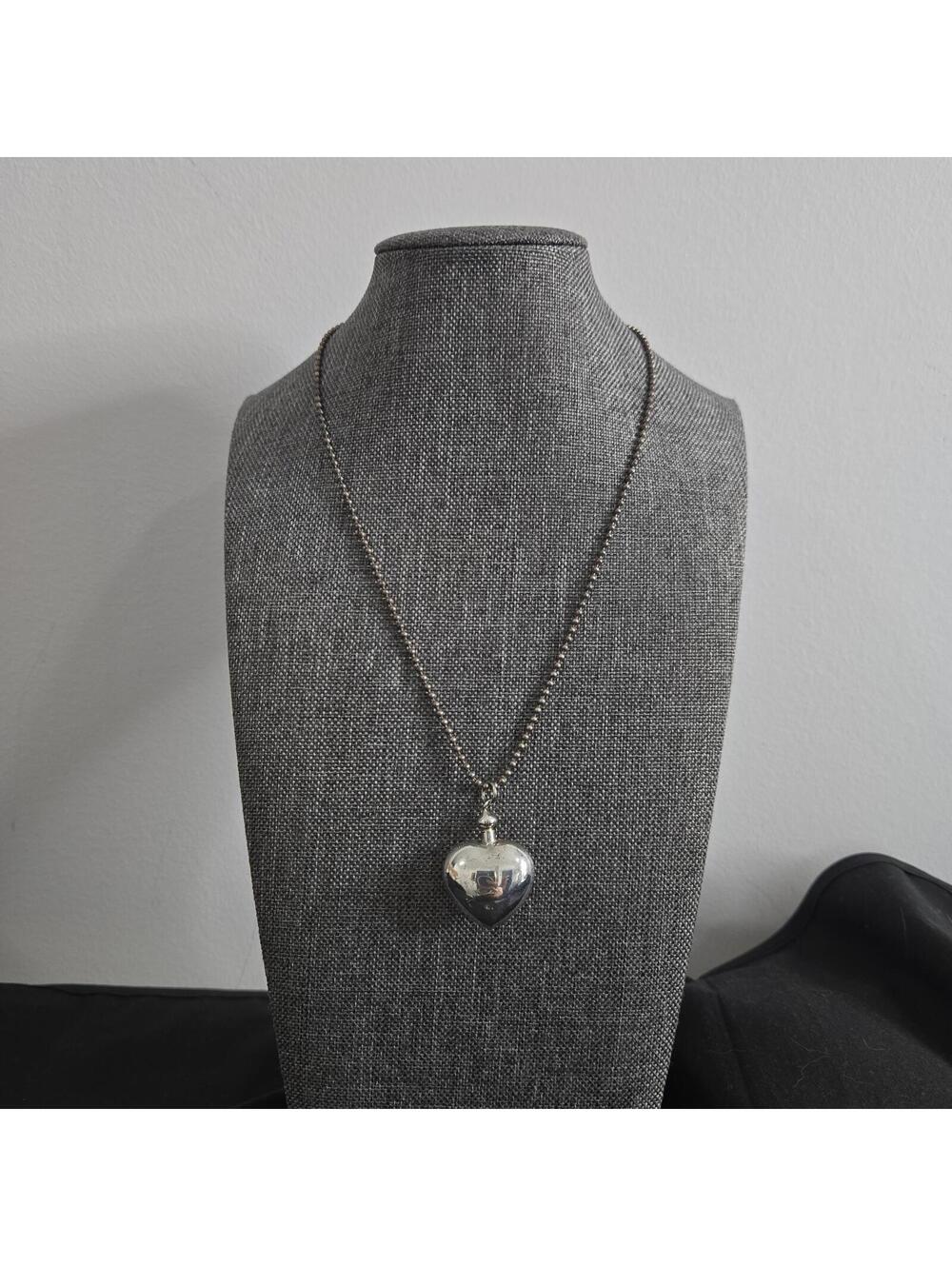 Vintage Sterling Silver Heart Perfume Bottle Pendant Necklace 925 Ball Chain